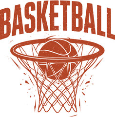 Basketball Hoop Minimal Sports Vector Illustration for T-Shirt Design © Trendy