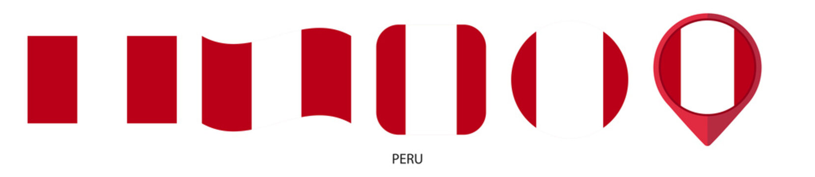 Peru flag icon set on transparent background