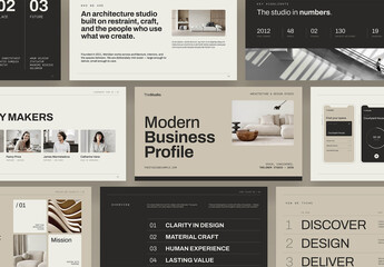 Modern Minimalist Presentation Template For Business Pitch Deck & Minimal Company Profile Layout
