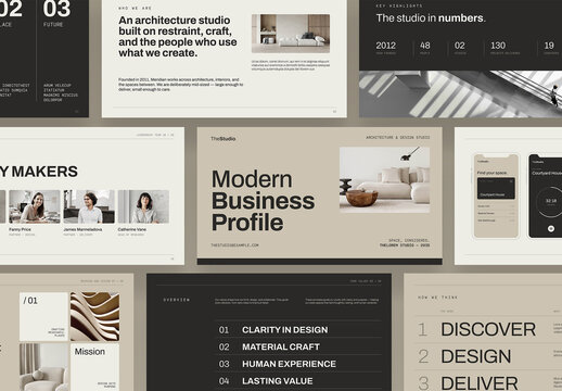 Modern Minimalist Presentation Template For Business Pitch Deck & Minimal Company Profile Layout