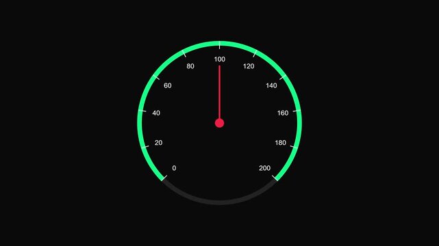 Digital speedometer gauge interface showing acceleration and deceleration motion animation 4k dashboard