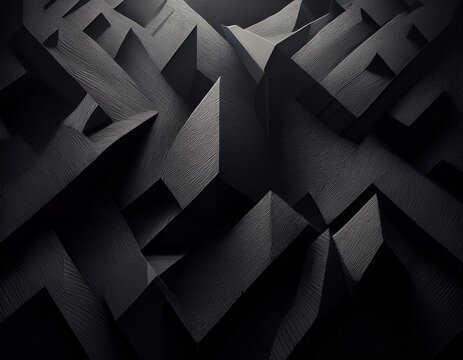 shadow drenched geometric forms cascade downwards a stark abyss rendered in obsidian hues obsidian texture