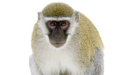 Green monkey with light brown fur and dark face, isolated on transparent background © Mira