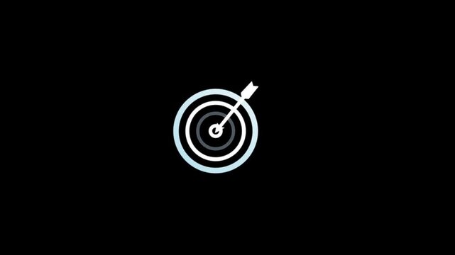 Glowing target icon animation. Military training, Military target icon animation Neon gun point, Sniper Scope target with measurement scale. Neon gun pointing and concept animation. 4k