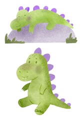 Character Design of a Dinosaur, Illustrated with Risograph Textures