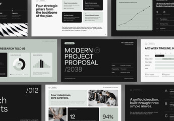 Minimalist Presentation Template in Minimal Black & White Tones for Modern Project Proposal Layout