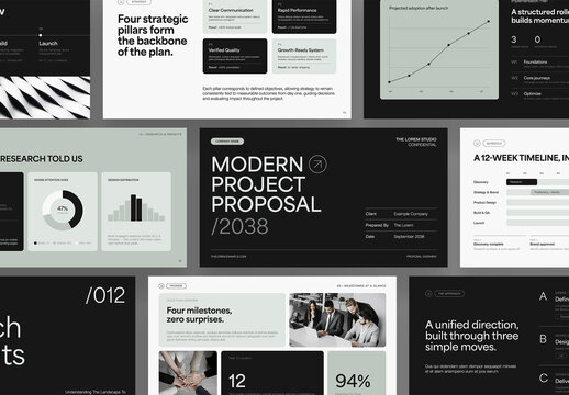 Minimalist Presentation Template in Minimal Black & White Tones for Modern Project Proposal Layout