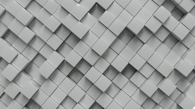 Futuristic Abstract Grey and White Cube Pattern Loopable Background, Minimal 3D Architecture Motion Graphic