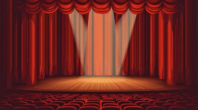 theater stage with red curtains