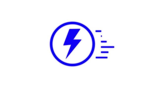 White lightning bolt animation with motion trails, dynamic energy symbol for digital interface, UI charging and power style set linear, webshock isolated, bolt, abstract thunderbolt .