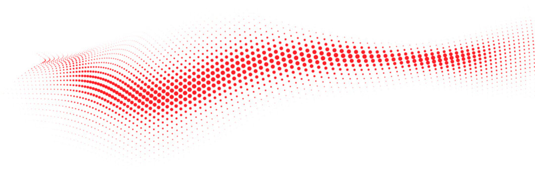 Abstract red dynamic dot flow background, futuristic halftone wave pattern design, vector illustration