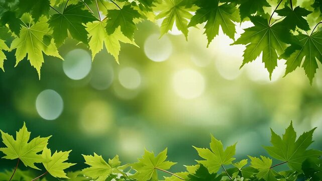 Green Maple Foliage Border 4K Generative AI