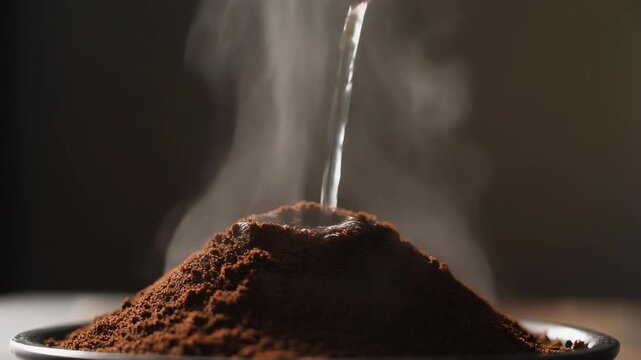 Hot Water Poured Over Coffee Grounds 4K Generative AI
