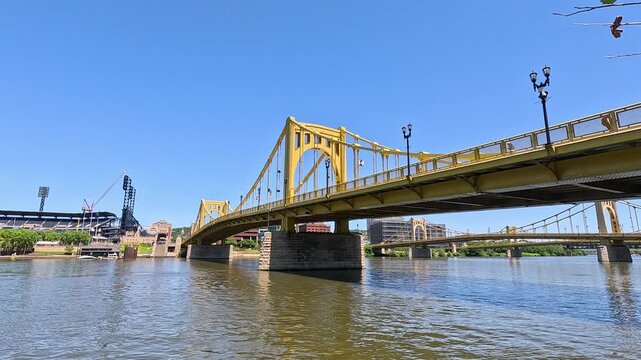 footage of PNC Park baseball stadium home of the Pirates in Pittsburgh Pennsylvania USA