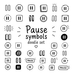 Pause symbols doodles set. Hand drawn vector doodle set on white background © Roman