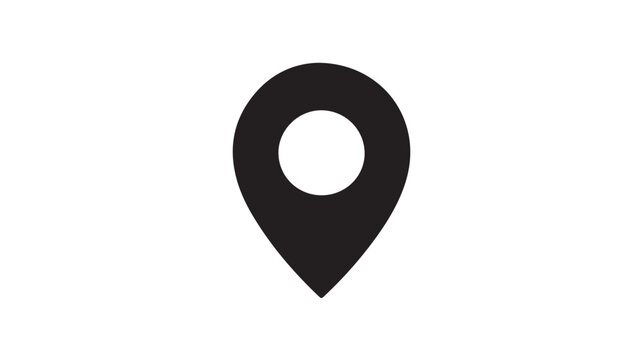 Map Pin Icon in Black Vector Format for Navigation and Location UI