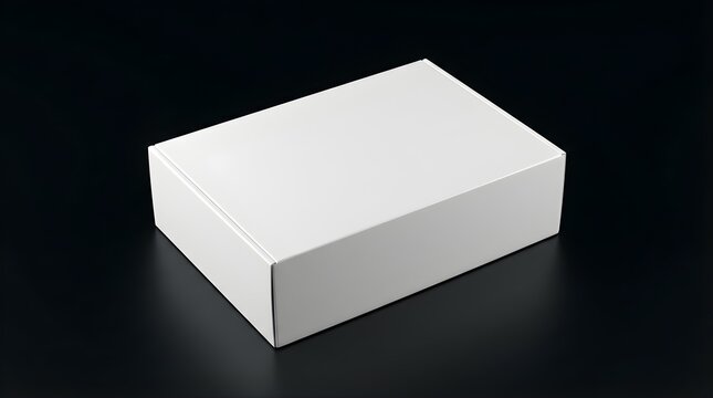 Blank white cardboard shipping box isolated on black background for product mockup branding delivery packaging template