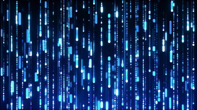 Abstract Blue Digital Data Rain 4K Generative AI