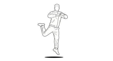 Obraz premium Man Running in Athletic Stance.