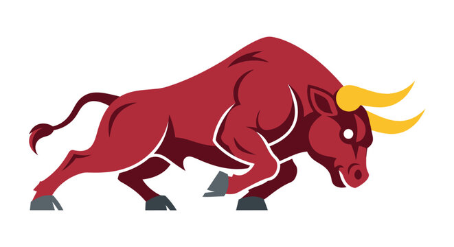 Red bull charging forward aggressively.