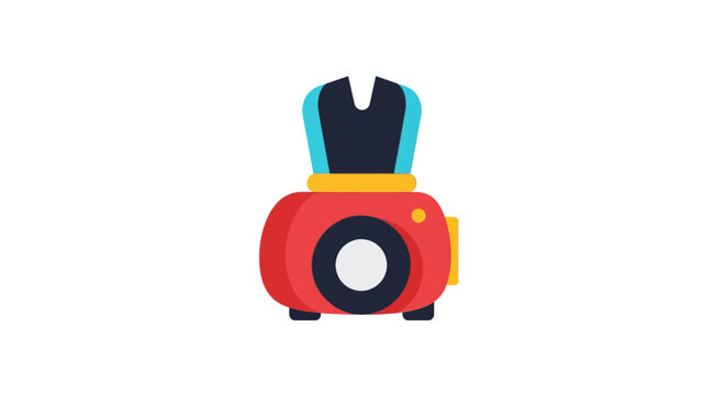Red Camera With Black Lens.