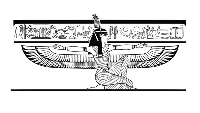 EGYPTIAN GODS maat illustration tattoo black

