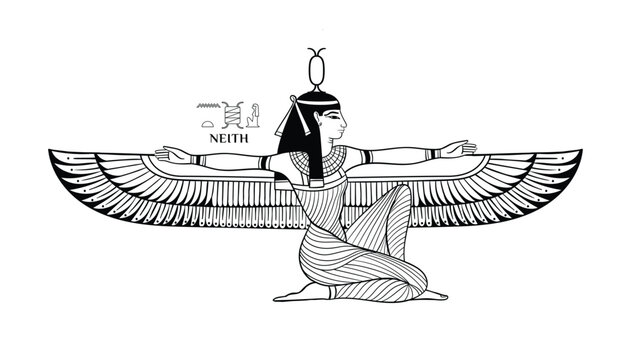 EGYPTIAN GODS Neith illustration tattoo black