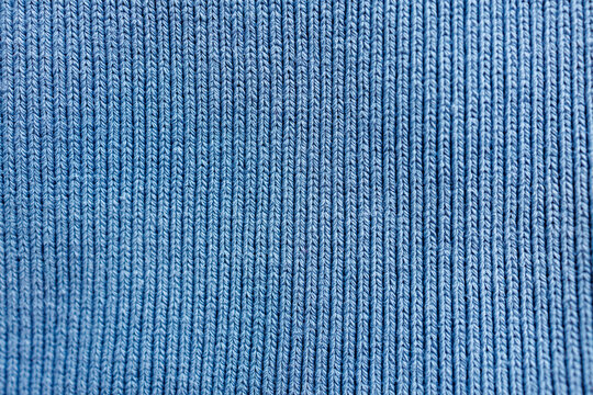 Blue rib knit fabric texture seamless textile background