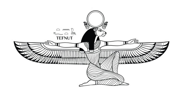 EGYPTIAN GODS Tefnut  illustration tattoo black

