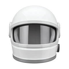 Fototapeta premium Astronaut helmet front view featuring a shiny white protective space visor isolated for design projects on transparent background