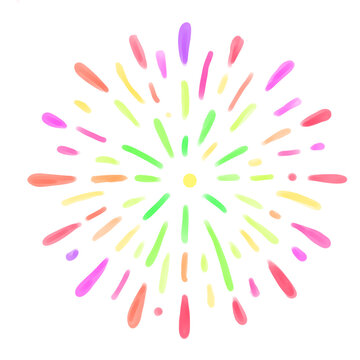 Colorful Fireworks Burst Hanabi Neon Rainbow Festival