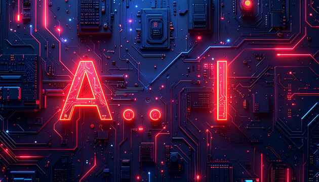 Abstract ai illustration featuring geometric sans serif text