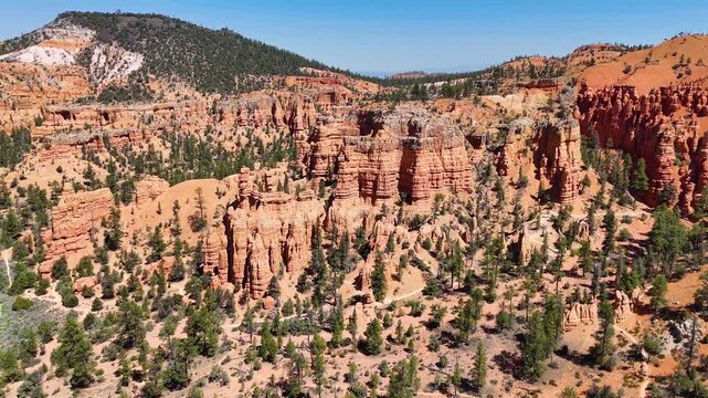 Drone Footage, Dixie National Forrest Near Bryce Canyon, Red Rocks, Geological Formations and Hoodoos 
