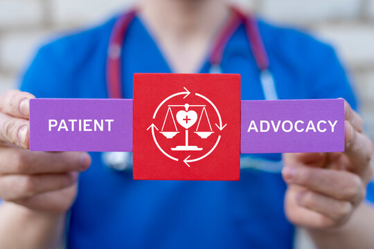 Concept of patient advocacy. Healthcare patient rights advocate protection.