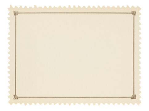Postage stamp frame with blank paper design space on transparent background
