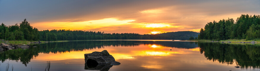Hallangen lake at sunset. Kalmar region in Sweden. Europe © Pawel Pajor