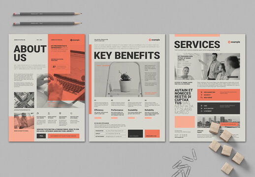 Flyer Design Template in Pale Colors with Peach Orange Elements