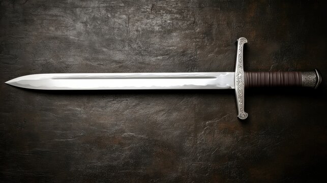 A Single Powerful Sikh Talwar Sword, Vertically Displayed