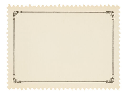 Postage stamp frame with blank paper design space on transparent background