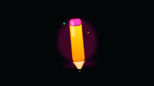 Animated yellow writing pencils rotate in circles representing back to school learning sessions and adult upskilling development modules for digital educational content across creative web platforms