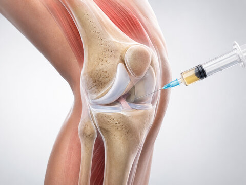 Knee Joint Injection Medical Illustration for Arthritis Treatment