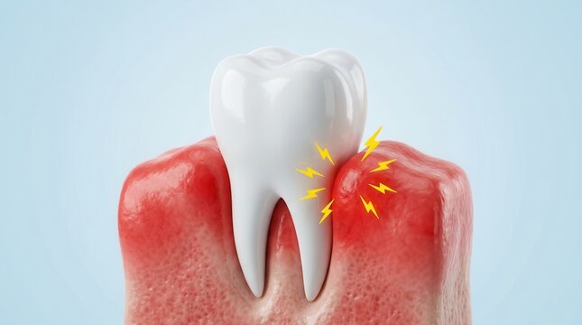 Conceptual illustration of gingivitis and gum inflammation for dental health.