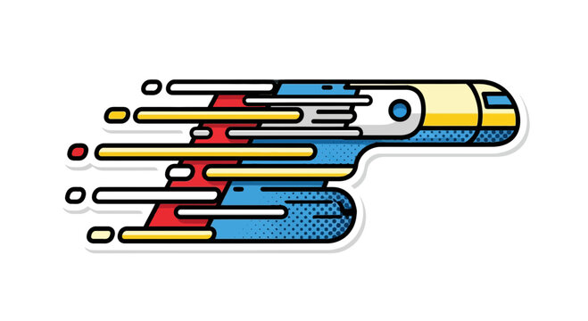 High speed bullet train vector sticker with motion lines