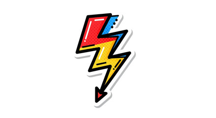Obraz premium Comic Style Lightning Bolt Sticker Vector