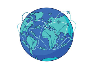 Obraz premium Global Logistics and Worldwide Transport Network Globe Vector