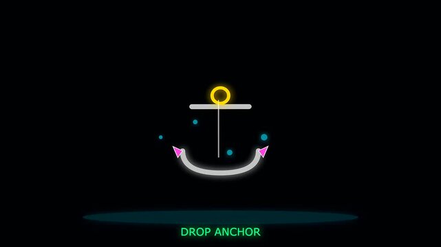 Animated anchor icon rotating and lowering in a digital interface inspired by columbus day and vintage nautical charts to provide navigation cues for modern user interactions