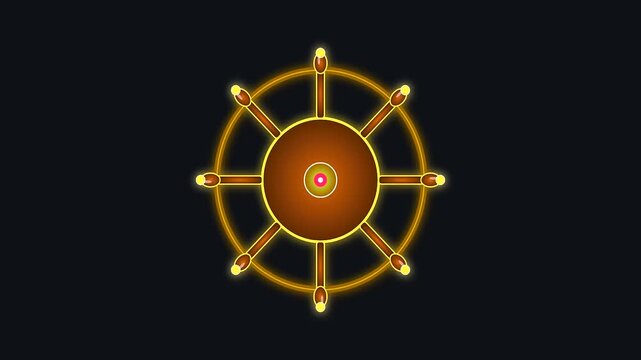 a rotating brown ships wheel glows with golden illumination while floating over digital nautical charts during a ceremonial event inspired by traditional columbus day maritime celebrations