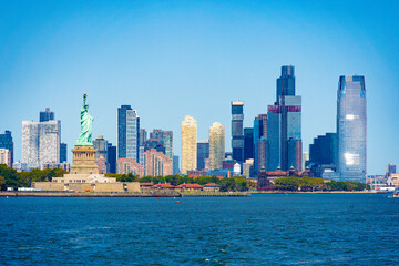 Obraz premium Statue of liberty and New Jersey, New York city