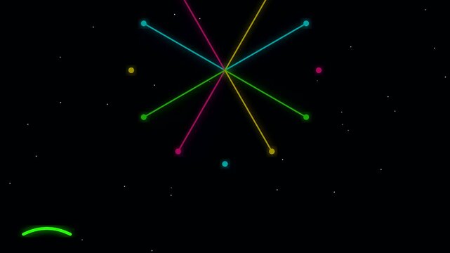 Minimalist arcade game with a rocket firing towards radiant diwali festival patterns and circular sustainable lamps illuminating the dark digital void during an interactive electronic experience