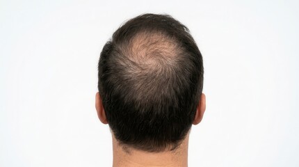 Fototapeta premium Back view of a person showing a receding hairline and thinning scalp.